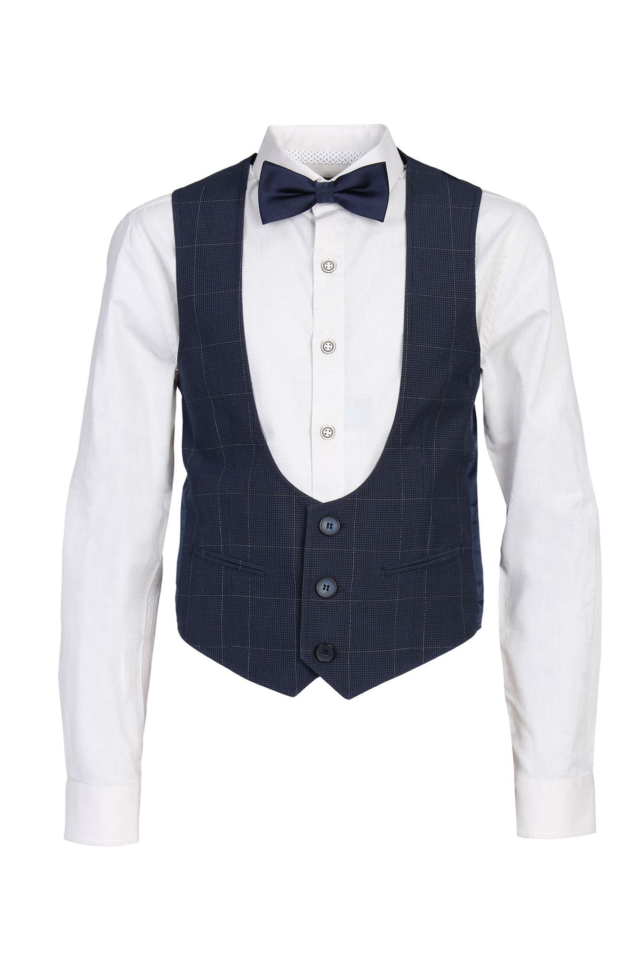 Boys-Karo-Weste Slim-Fit